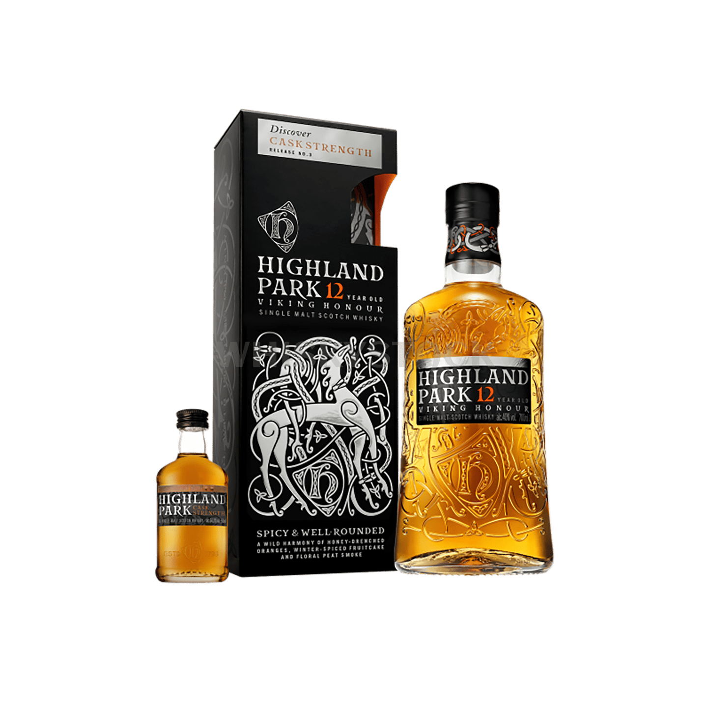 Highland Park 12 Års Whisky + 5 cl Highland Park Cask Strength No. 3