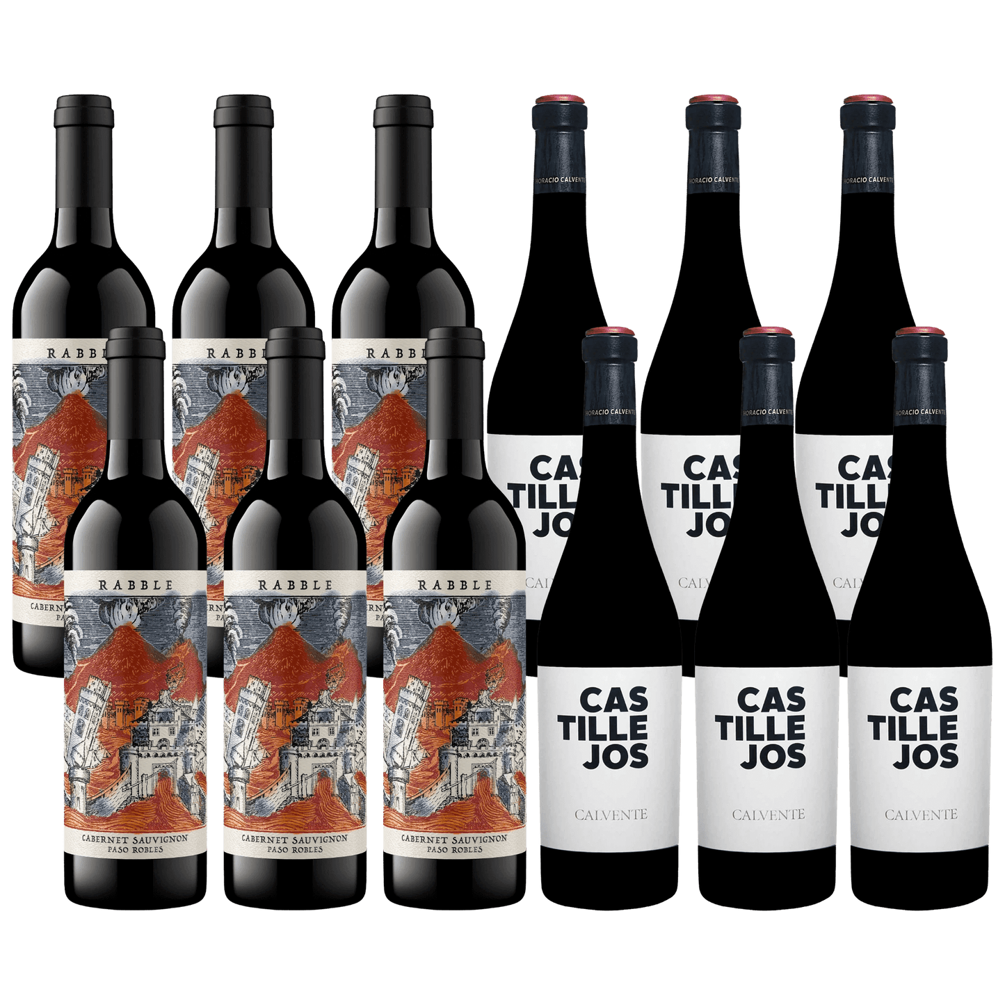 6 fl. Rabble Cabernet Sauvignon & 6 fl. Castillejos Whiskystack