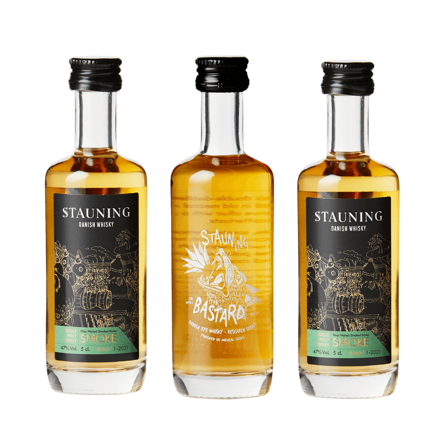 Stauning Whisky Smagsæt – 2 x Smoke og 1 x Bastard