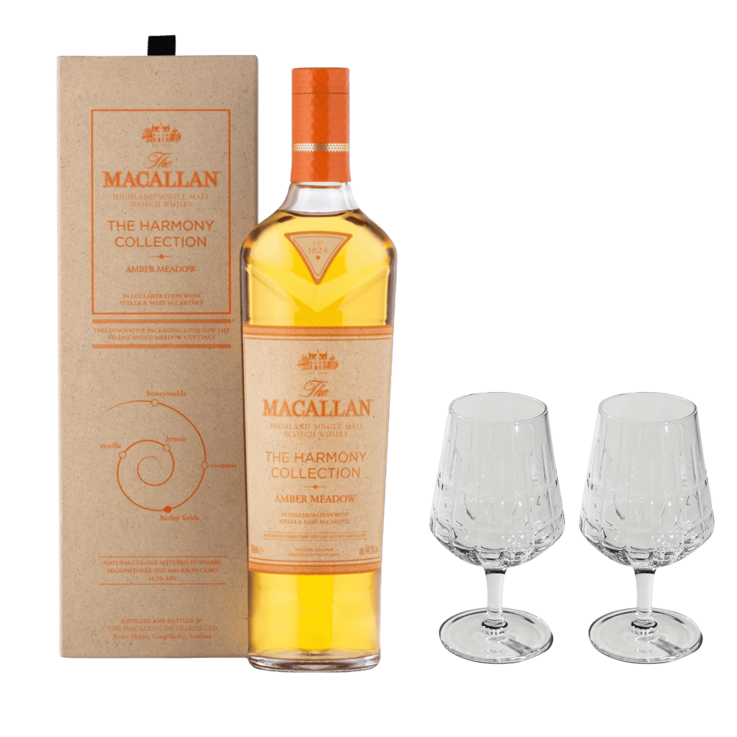 The Macallan Amber Meadow og 2 stk The Bullet Whisky Glass