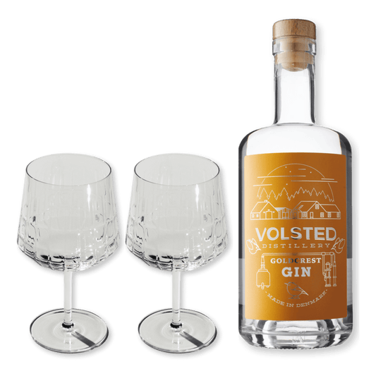 Volsted Goldcrest Gin + 2x The Blend Gin Glas