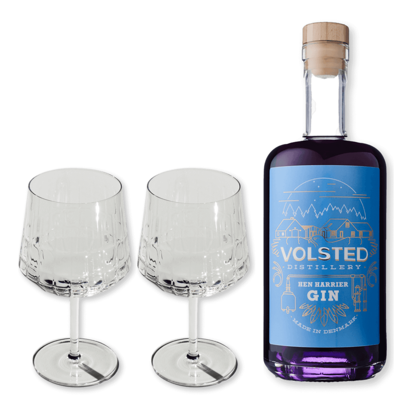 Volsted Hen Harrier Gin + 2 stk The Blend Gin Glass
