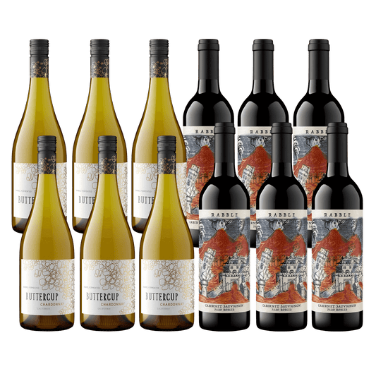 6 Buttercup Chardonnay Hvidvin & 6 Rabble 2023 Cabernet Sauvignon Whiskystack