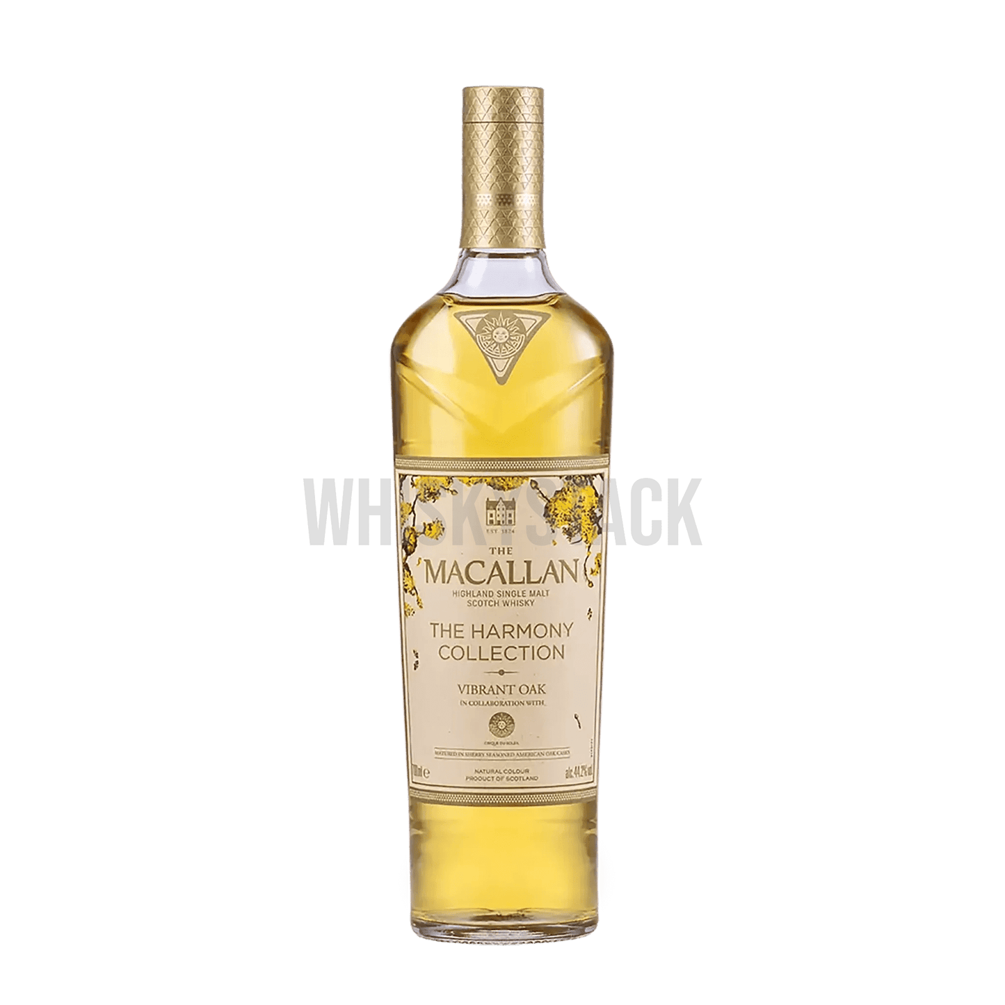 The Macallan Harmony Collection - Vibrant Oak whiskyflaske, en eksklusiv single malt med noter af frugt, vanilje og krydderier, lagret i egetræsfade.