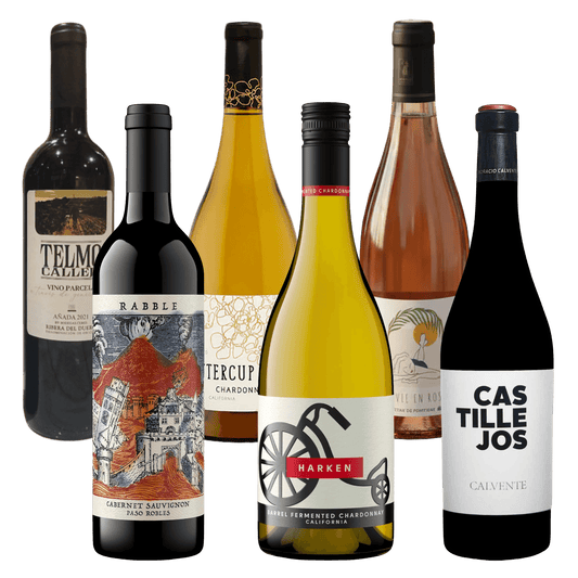 Smagspakke med La Vie en Rosé, Rabble Cabernet, Buttercup Chardonnay, Telmo Calleja, Harken & Castillejos på Whiskystack